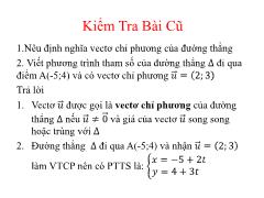 Bài giảng Hình học Lớp 10 - Bài 10: Phương trình đường thẳng - Trịnh Mỹ Ái
