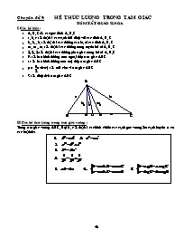 Chuyên đề Toán Lớp 10 - Chuyên đề 9: Hệ thức lượng giác trong tam giác