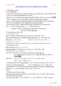 Giáo án Toán Hình học Lớp 10 - Chủ đề: Khái niệm Vec tơ, các phép toán với Vec tơ - Lê Quang Hải