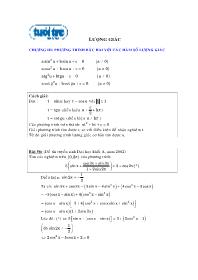 Luyện thi Đại học môn Toán - Chương III: Phương trình bậc hai với các hàm số lượng giác