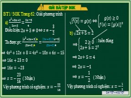Bài giảng giải bài tập Đại số Lớp 10 - Bài: Phương trình quy về phương trình bậc nhất, bậc hai