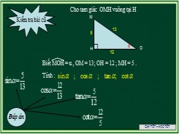 Bài giảng Hình học Lớp 10 - Chương II - Bài1: Giá trị lượng giác của một góc bất kỳ (từ 0⁰ đến 180⁰)