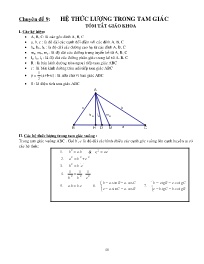 Đề cương ôn tập Hình học Lớp 10 - Chuyên đề 9: Hệ thức lượng trong tam giác