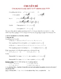 Đề cương ôn tập môn Toán Lớp 10 - Chuyên đề: Ứng dụng của hệ thức Vi-ét trong giải toán