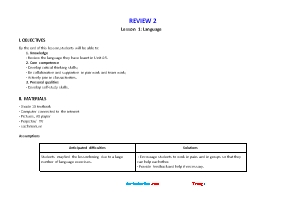 Giáo án môn Tiếng Anh Lớp 10 Global - Review 2. Lesson 1: Language