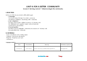 Giáo án môn Tiếng Anh Lớp 10 Global - Unit 4: For a better community