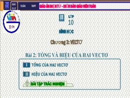 Bài giảng Toán 10 - Chương 3: Vectơ - Bài 2: Tổng và hiệu của 2 vectơ